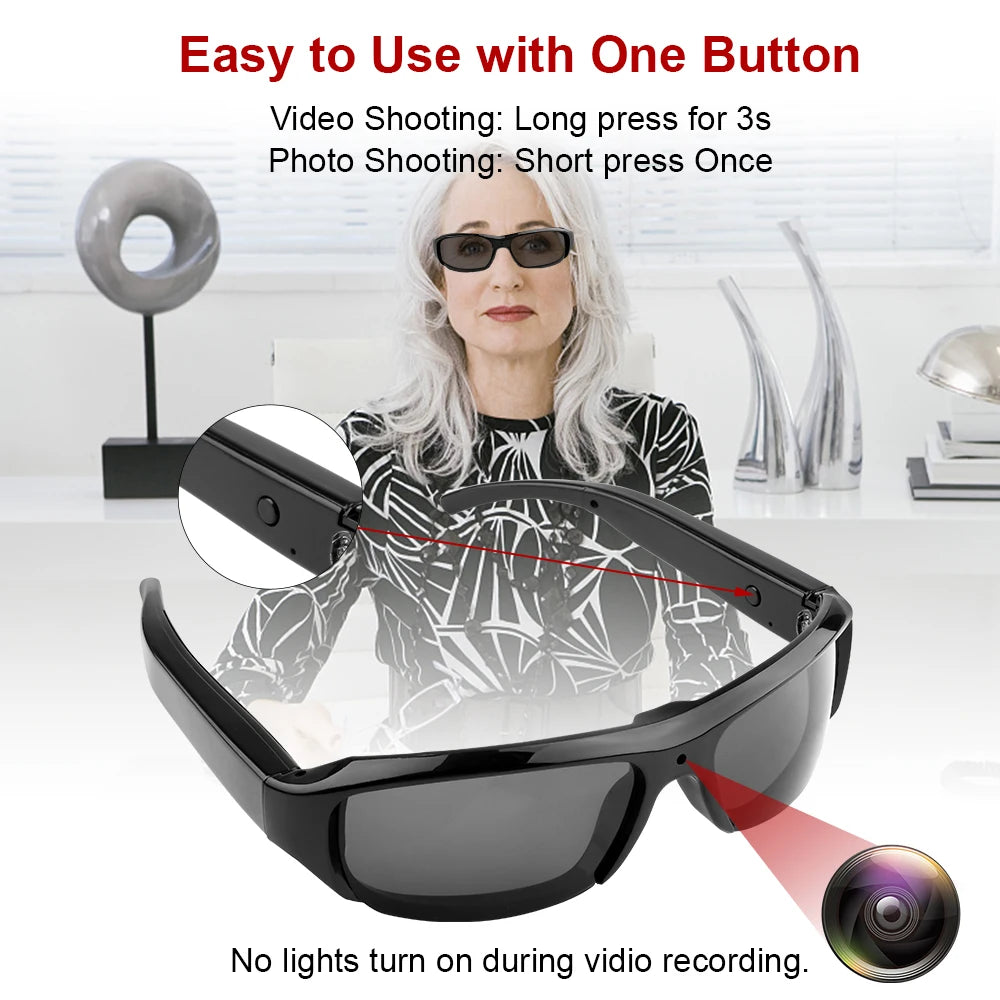 Portable 1080P HD Mini Glasses with Camera and Video Recorder